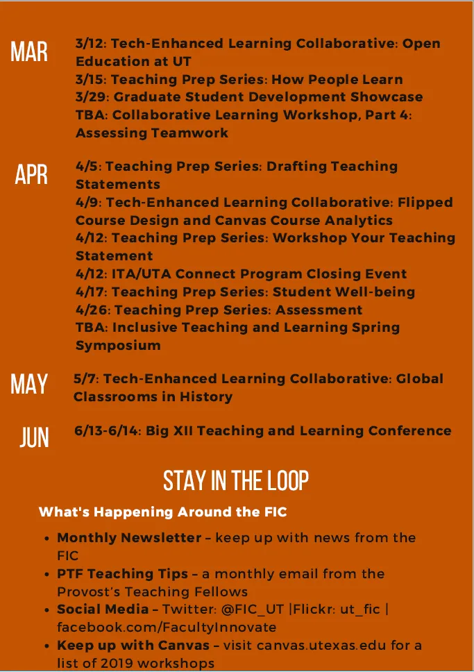Spring 2019 FIC Programming
