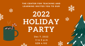 Holiday party by 12/7 3-5pm