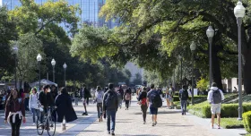 Speedway Mall students walking between classes 2021