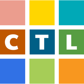 3 x 3 colorful block logo with the letter C, T, and L in the middle 3 blocks