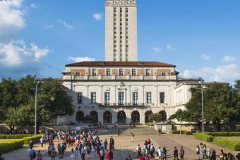 Tower with students on the Main Mall