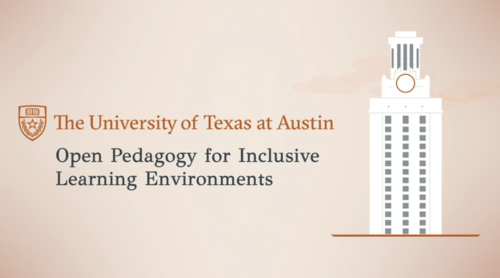 Open thumbnail image of text and illustration of UT tower for Open Pedagogy for ITL video