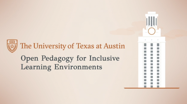 Open thumbnail image of text and illustration of UT tower for Open Pedagogy for ITL video