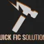Quick FICS Logo, white hammer on dark background.