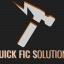 Quick FICS Logo, white hammer on dark background.