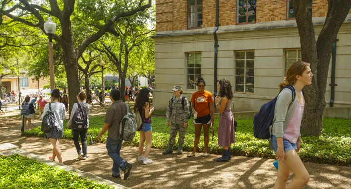 students walk in the campus