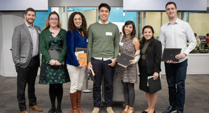 Graduate Teaching Showcase 2021 winners holding their certificates