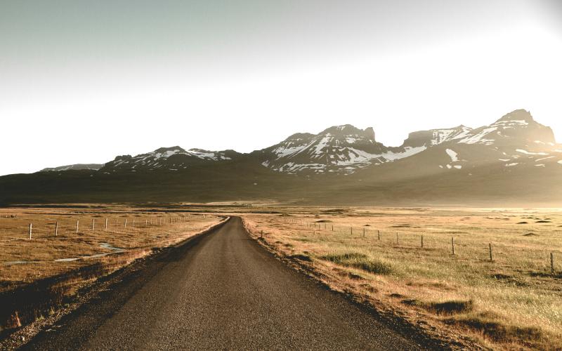 Road heading towards the mountains.